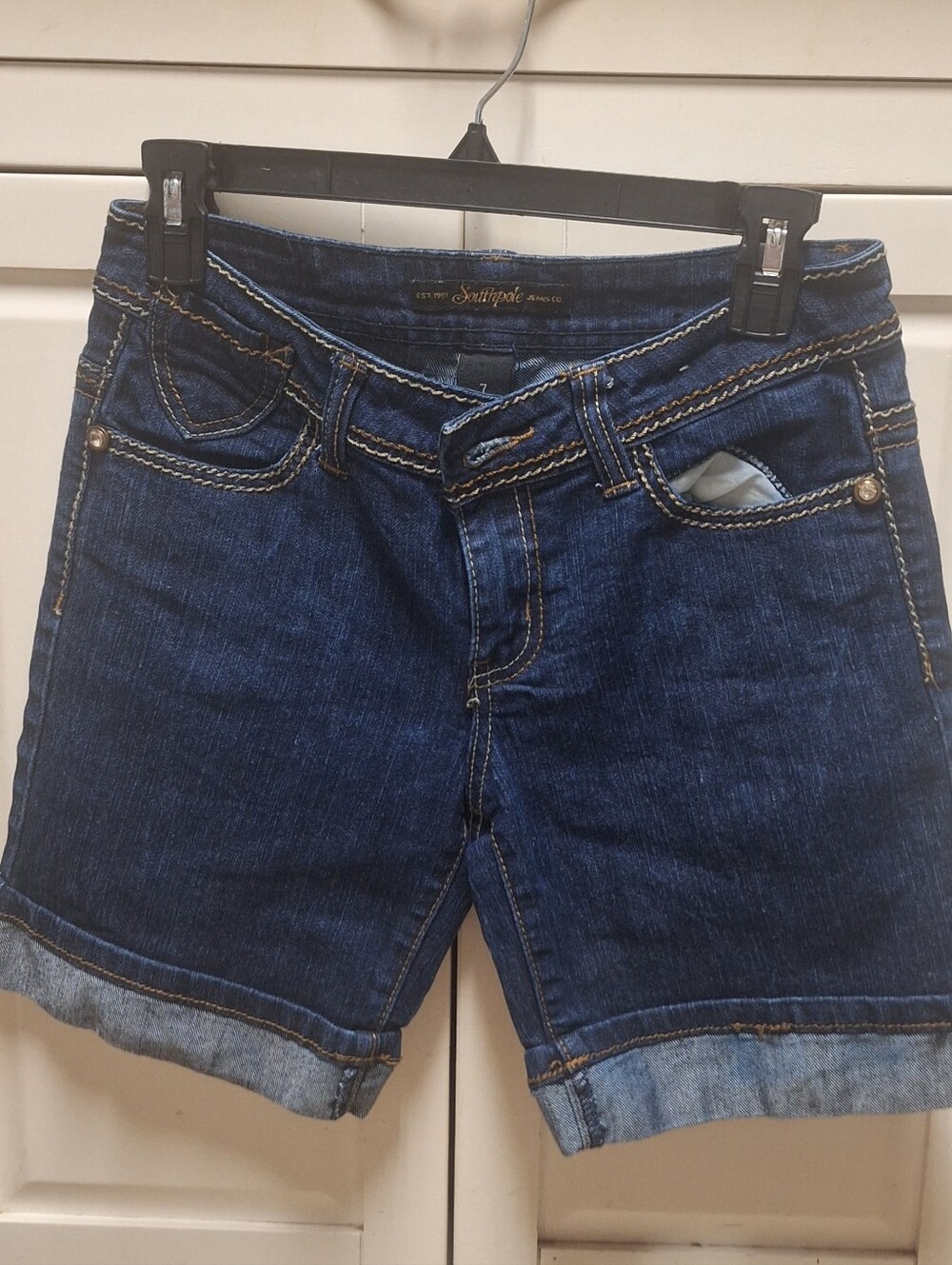 South Pole Dark Blue Denim Cuffed Women's Shorts Size 7